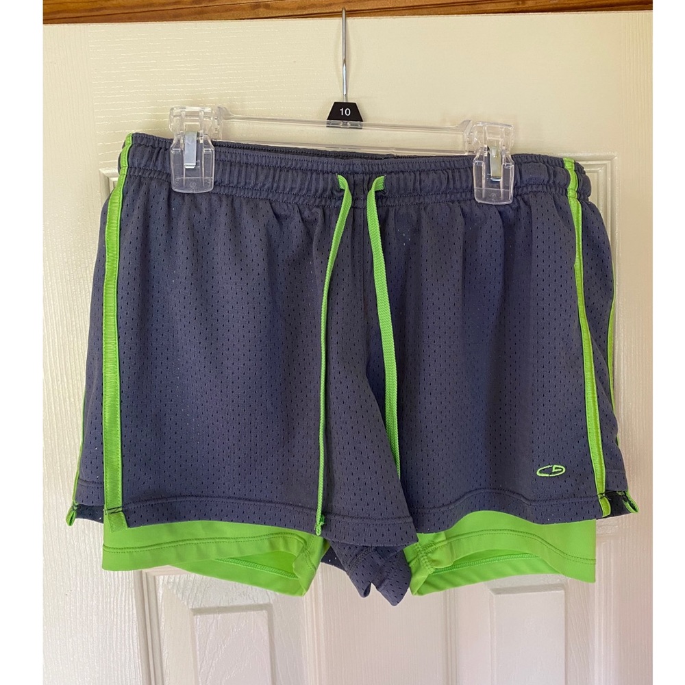 Champion gray & green 2-in-1 running shorts